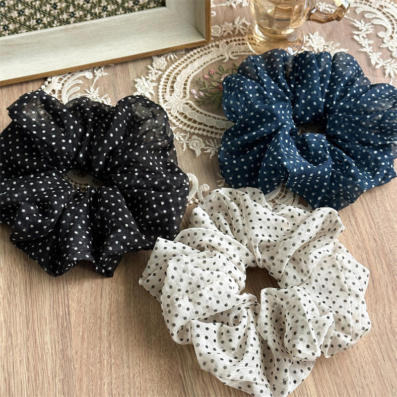 French Street Fashion - French Style Polka Dot Fabric Pleated