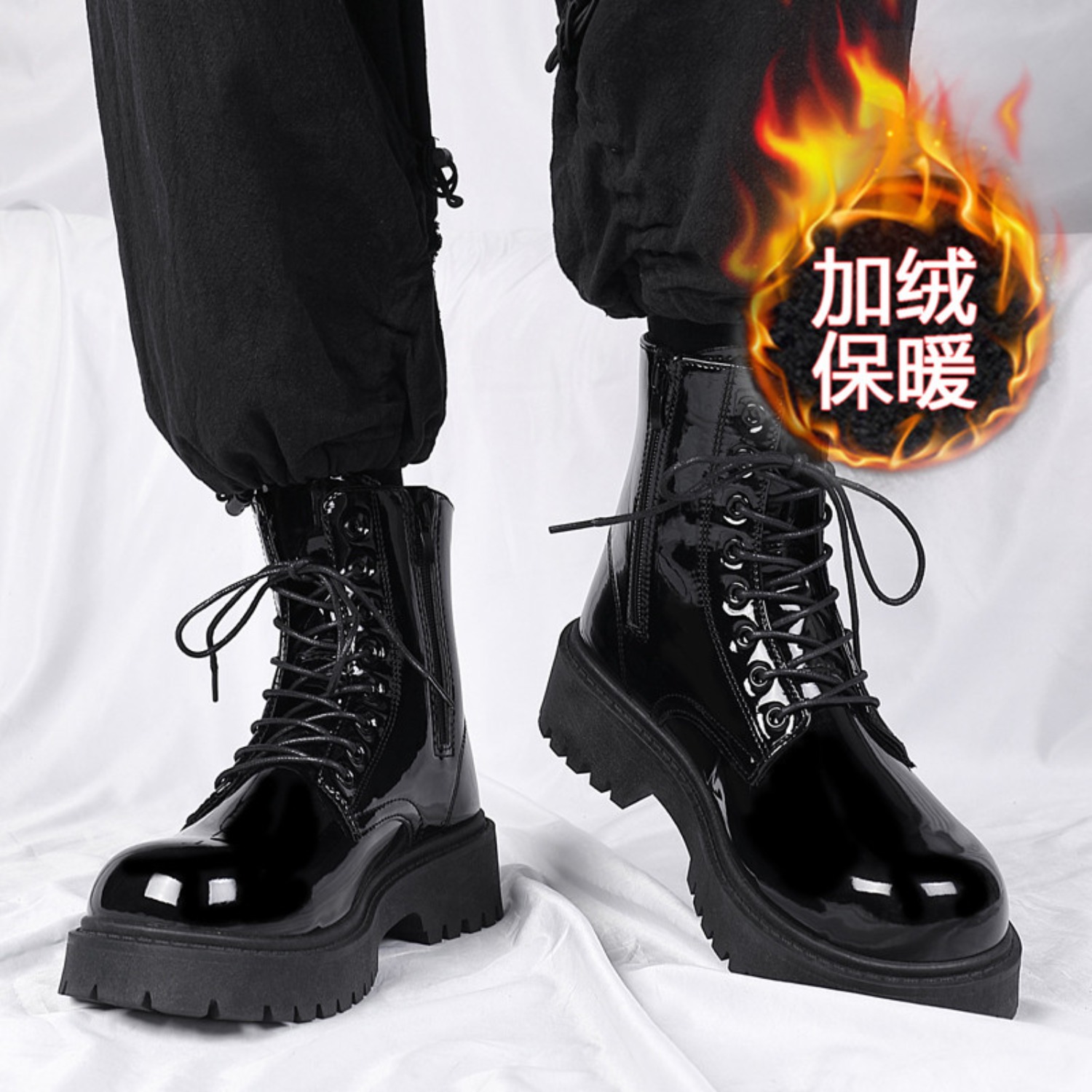 Street Fashion Winter - Men's warm plush high-top boots winter