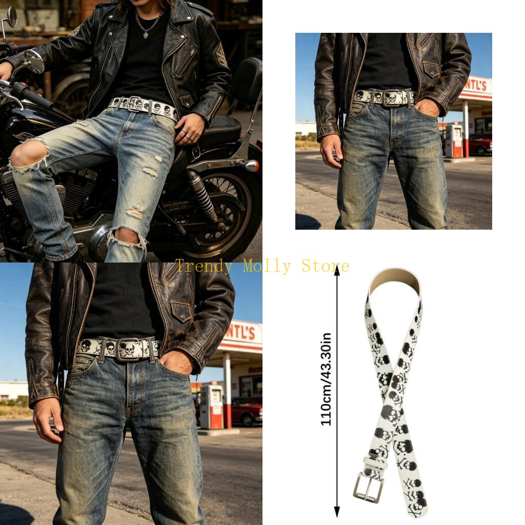 Street Fashion Reference - Thắt lưng N5KB Modern Skull Art