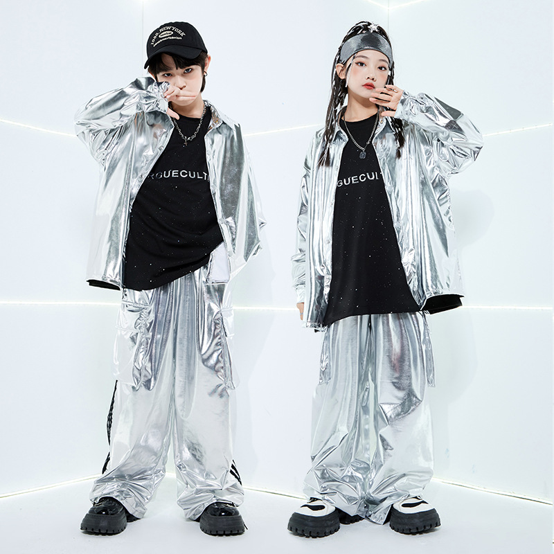 Street Fashion Kpop - Boys Hip Hop Cool Silver Jacket