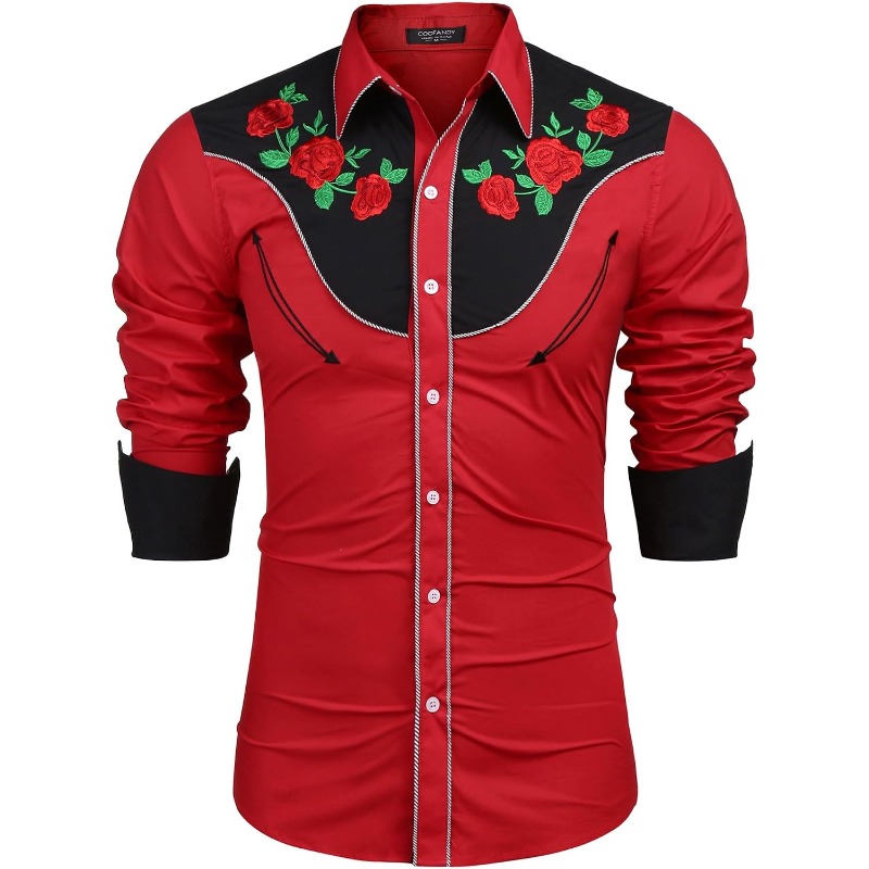 Street Fashion Dance - Men's Western Cowboy Shirt Long Sleeve