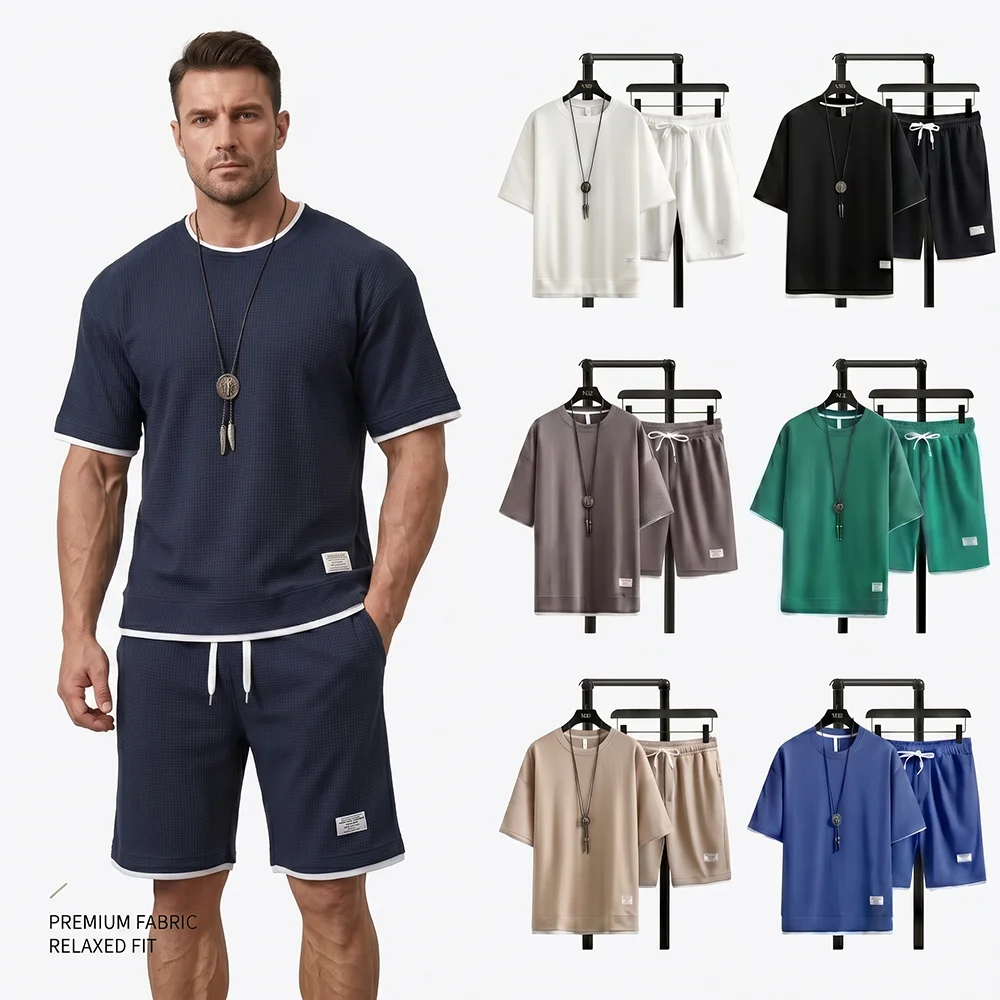 Summer Men's Waffle Knit Track - đánh giá và giá Street Fashion Dance