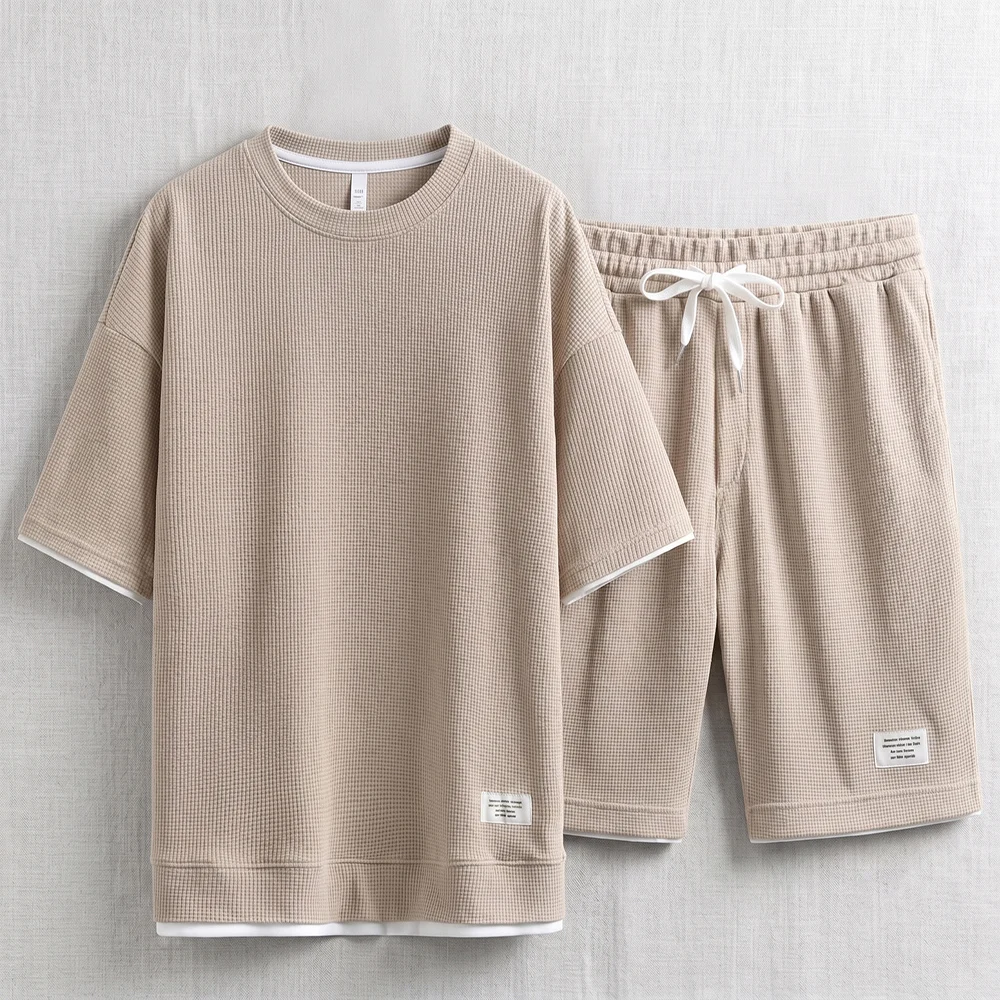 Summer Men's Waffle Knit Track - đánh giá và giá Street Fashion Dance
