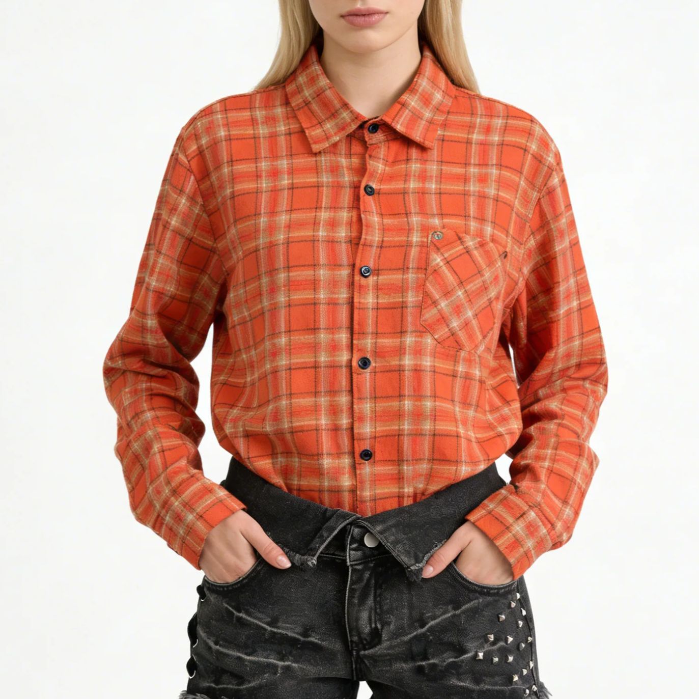 Women's Orange Collared Long S - đánh giá và giá French Street Fashion