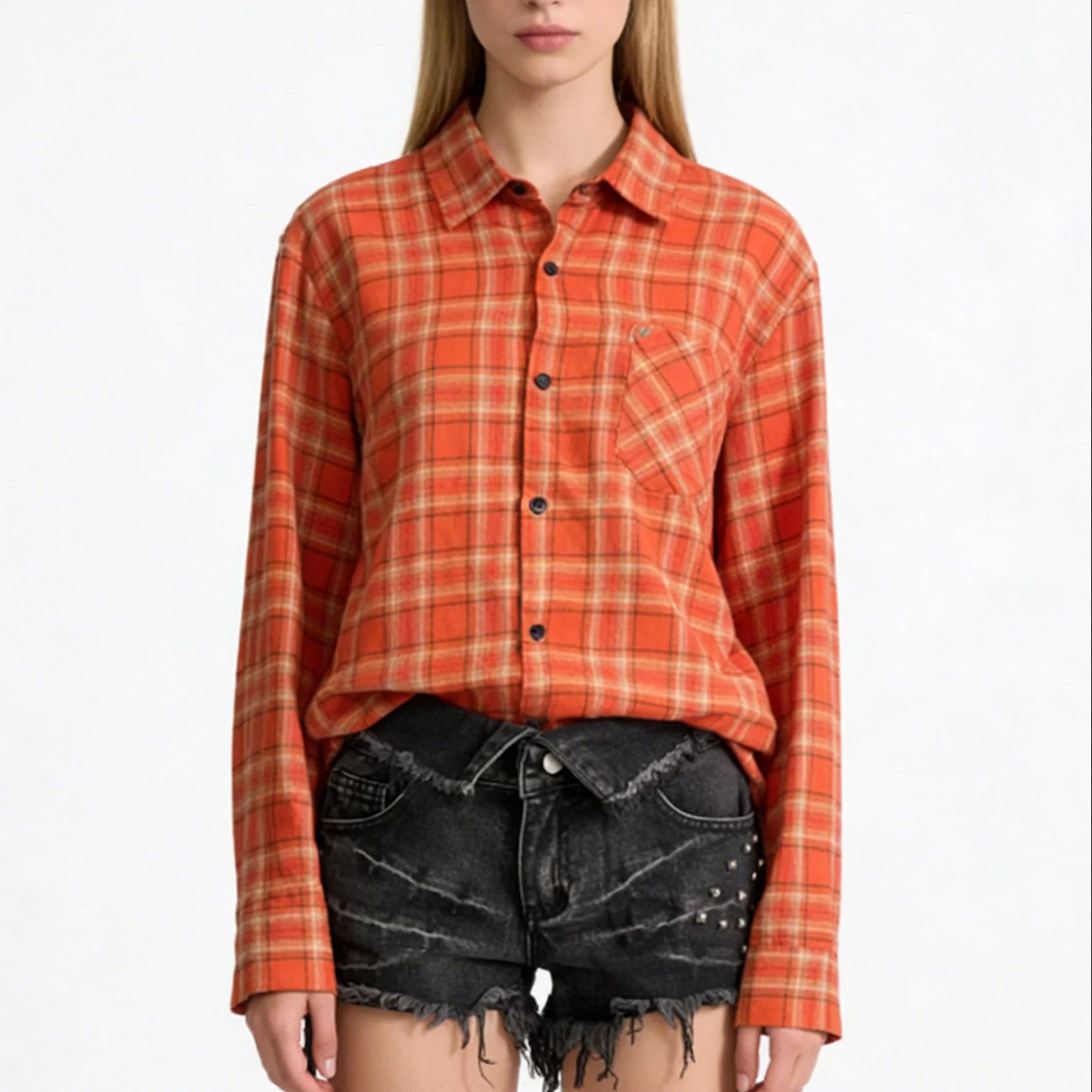 Women's Orange Collared Long S - đánh giá và giá French Street Fashion