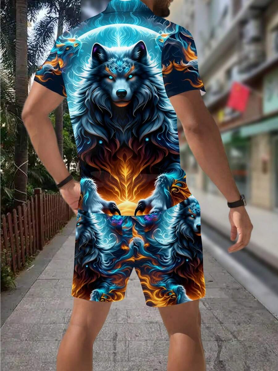 Men's Fashion 3D Wolf Print Zi - đánh giá và giá Street Fashion Outfit