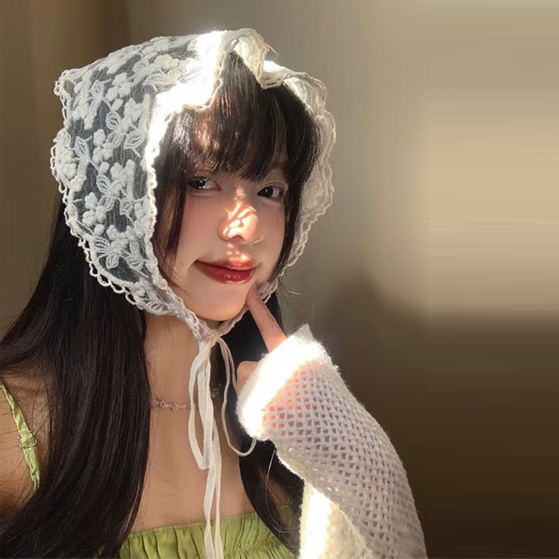 White Woven Floral Lace Hair S - đánh giá và giá French Street Fashion