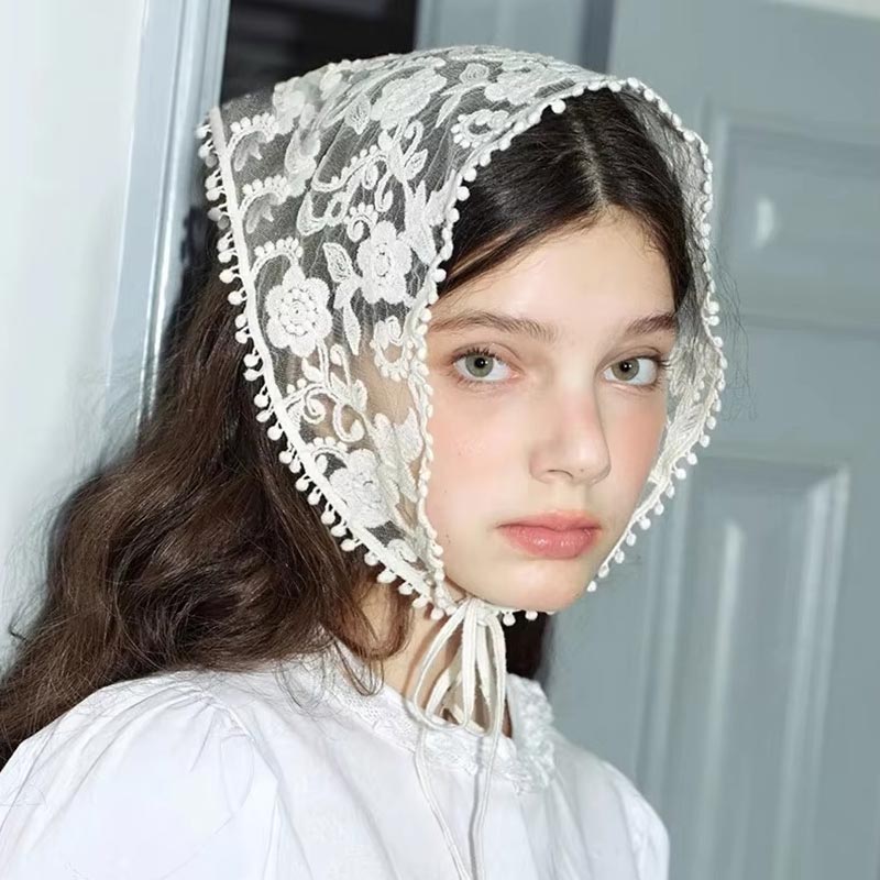 White Woven Floral Lace Hair S - đánh giá và giá French Street Fashion
