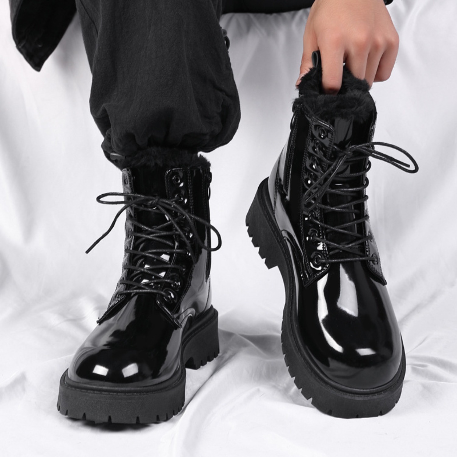 Men's warm plush high-top boot - đánh giá và giá Street Fashion Winter