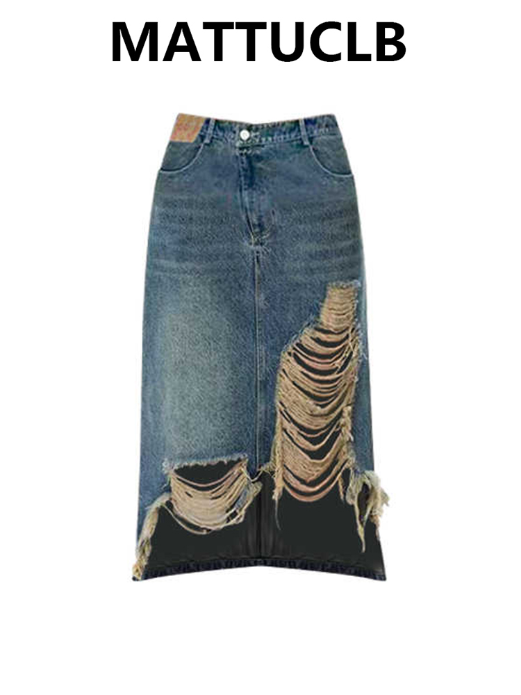 Women 2000s Midi Skirt Ripped  - đánh giá và giá Street Fashion Outfit