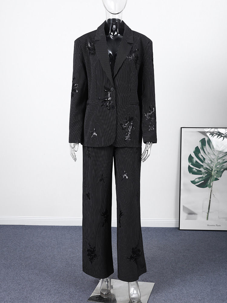 Fashion Sequin Stripe Long Pan - đánh giá và giá Street Fashion Jacket