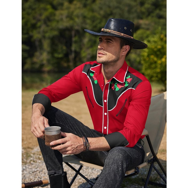 Men's Western Cowboy Shirt Lon - đánh giá và giá Street Fashion Dance