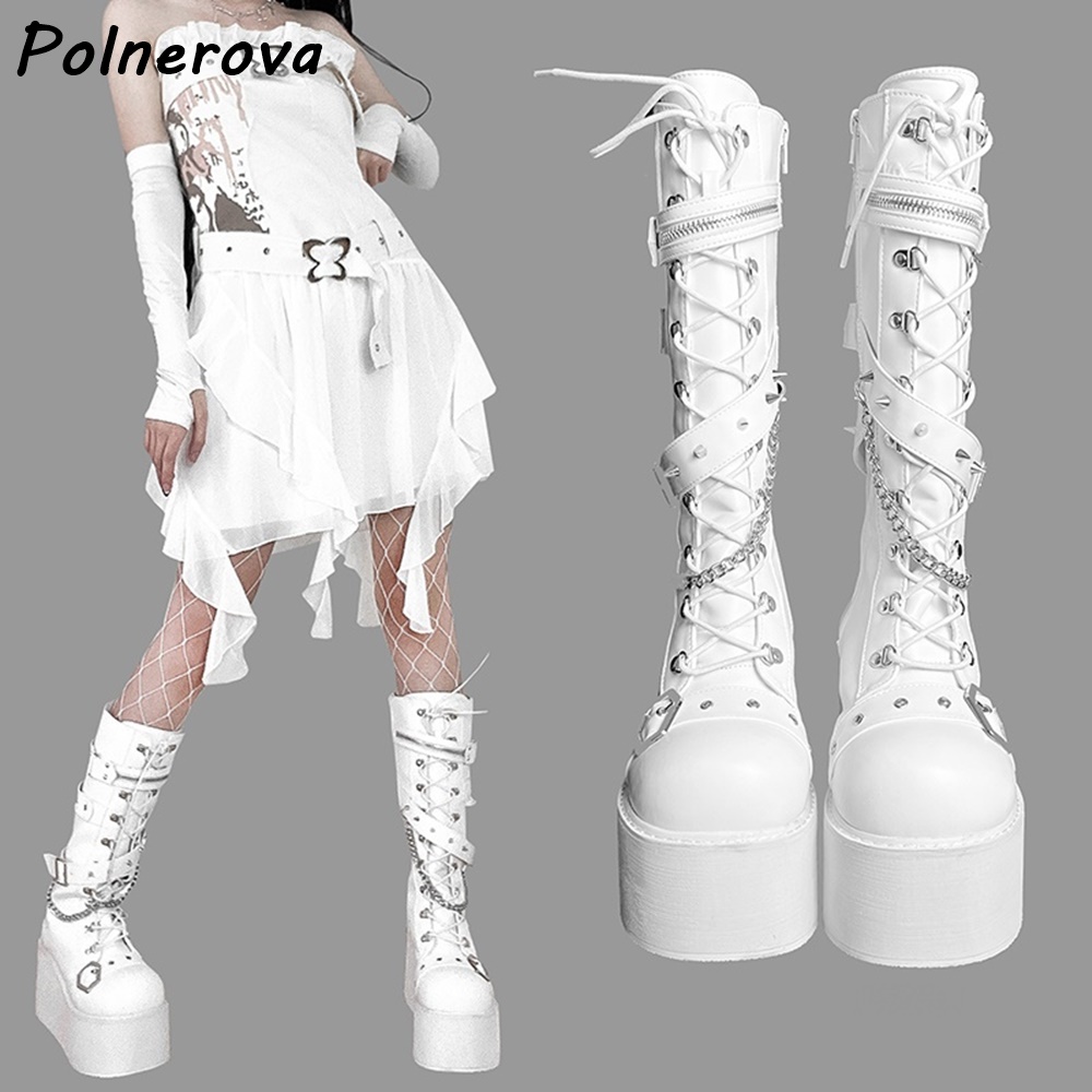 Black Platform Metal Chain Boo - đánh giá và giá Street Fashion Winter