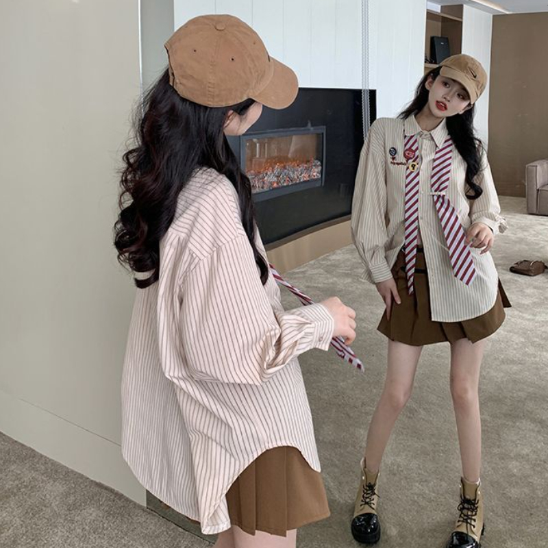 Áo Sọc Baggy Nữ Preppy Ngọt Th - đánh giá và giá Street Fashion Youth