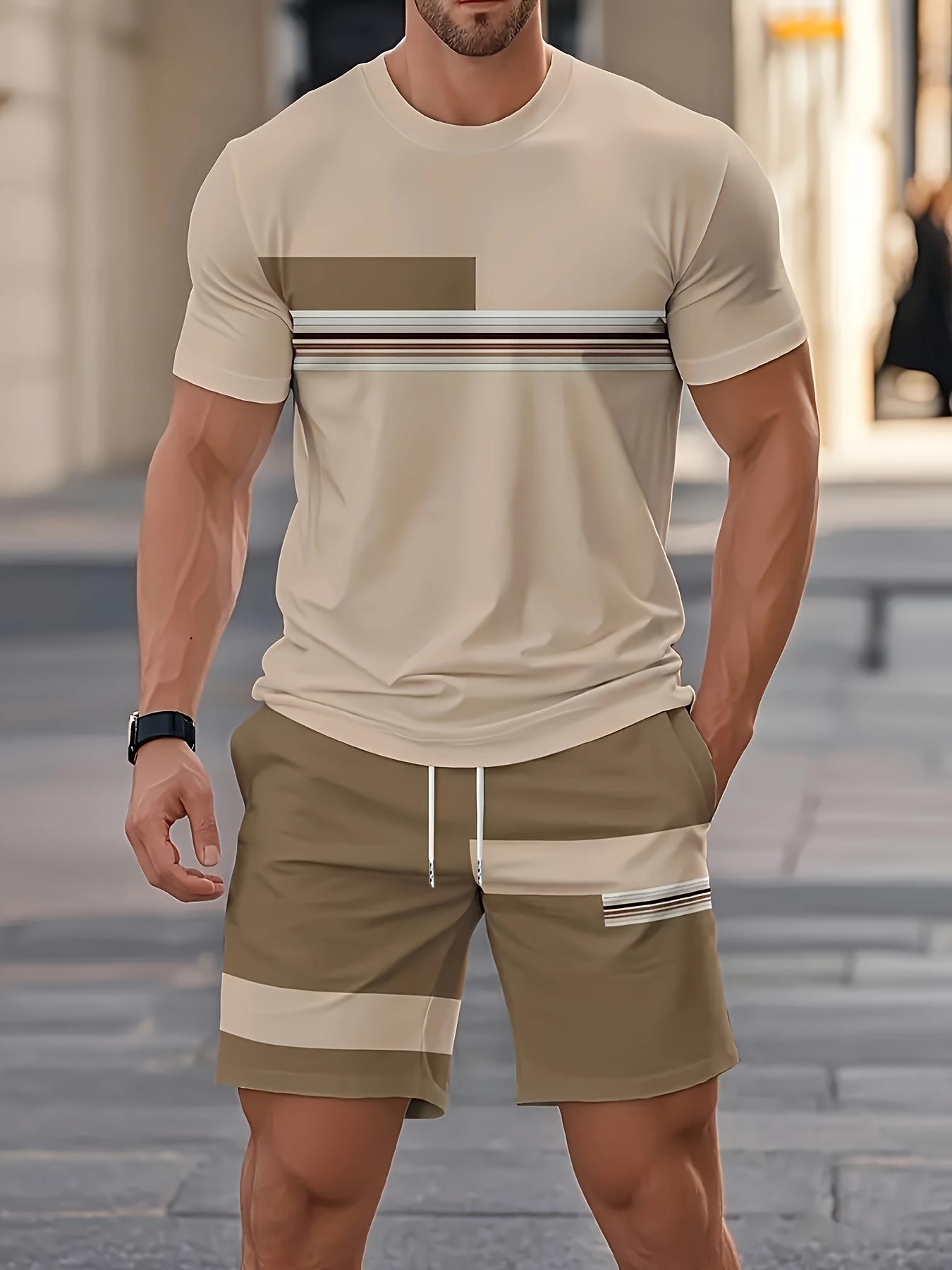 Summer Men's Sets Casual O-nec - đánh giá và giá Street Fashion Outfit