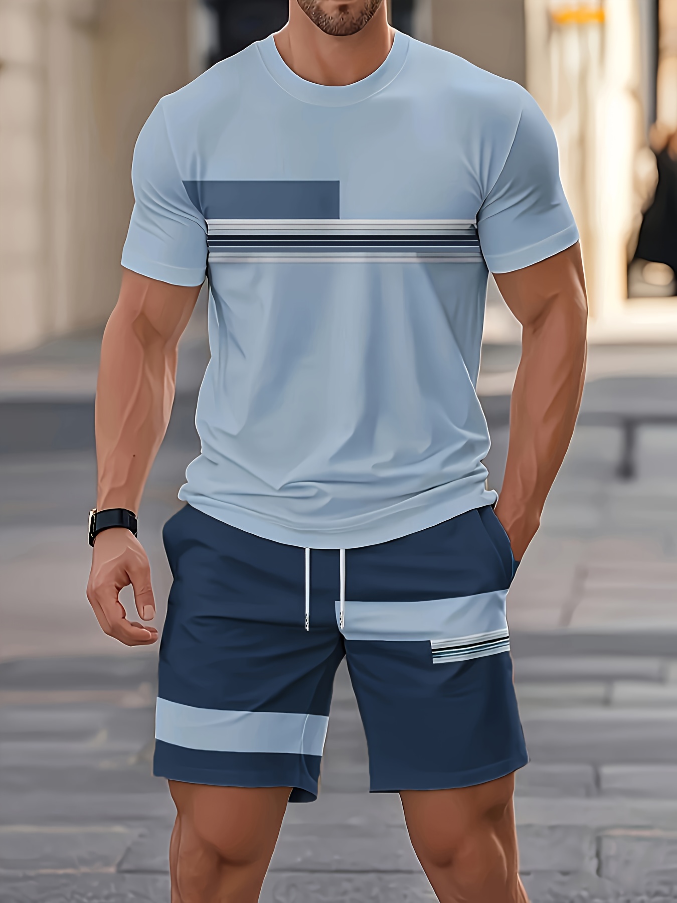 Summer Men's Sets Casual O-nec - đánh giá và giá Street Fashion Outfit