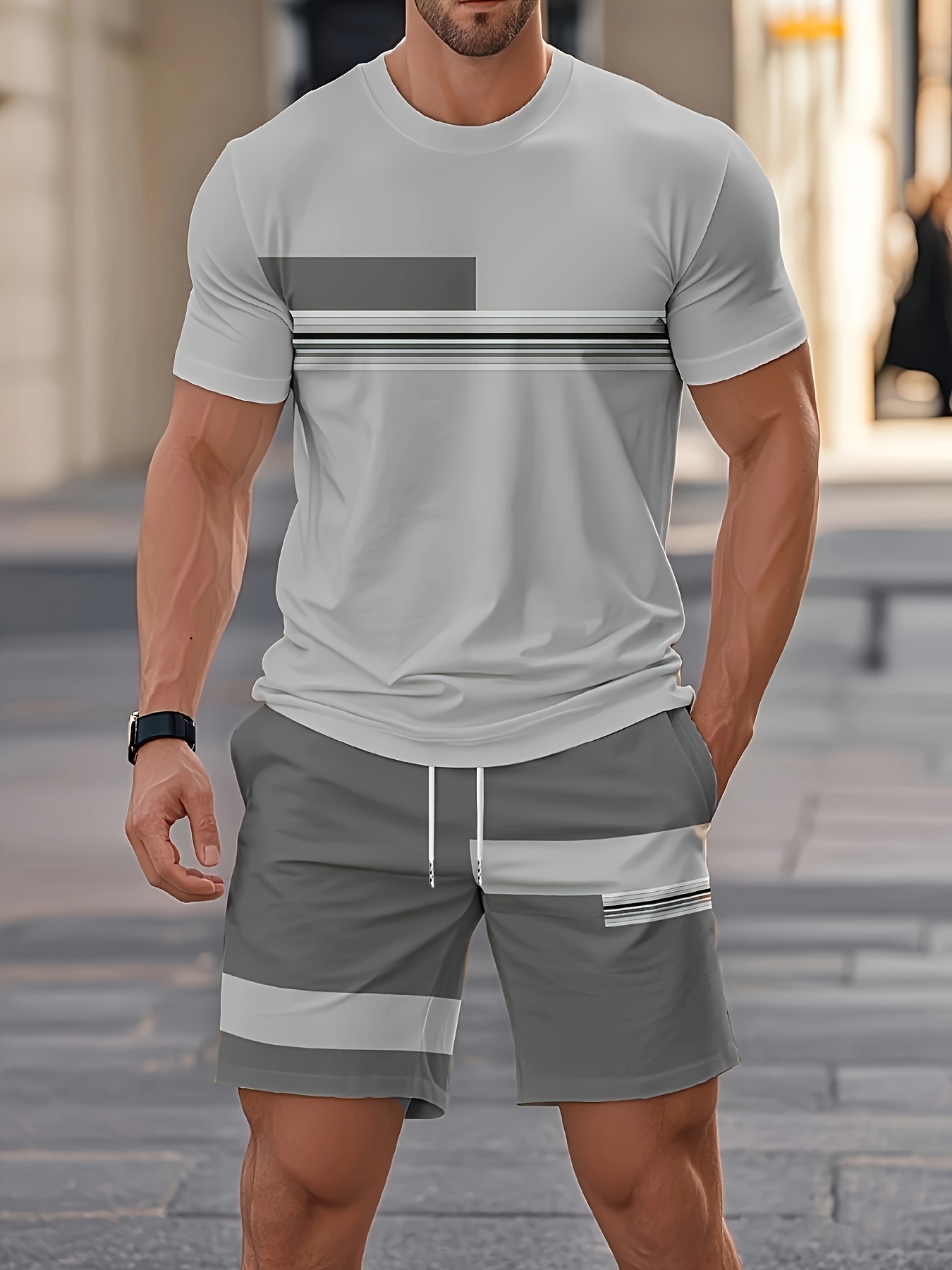 Summer Men's Sets Casual O-nec - đánh giá và giá Street Fashion Outfit
