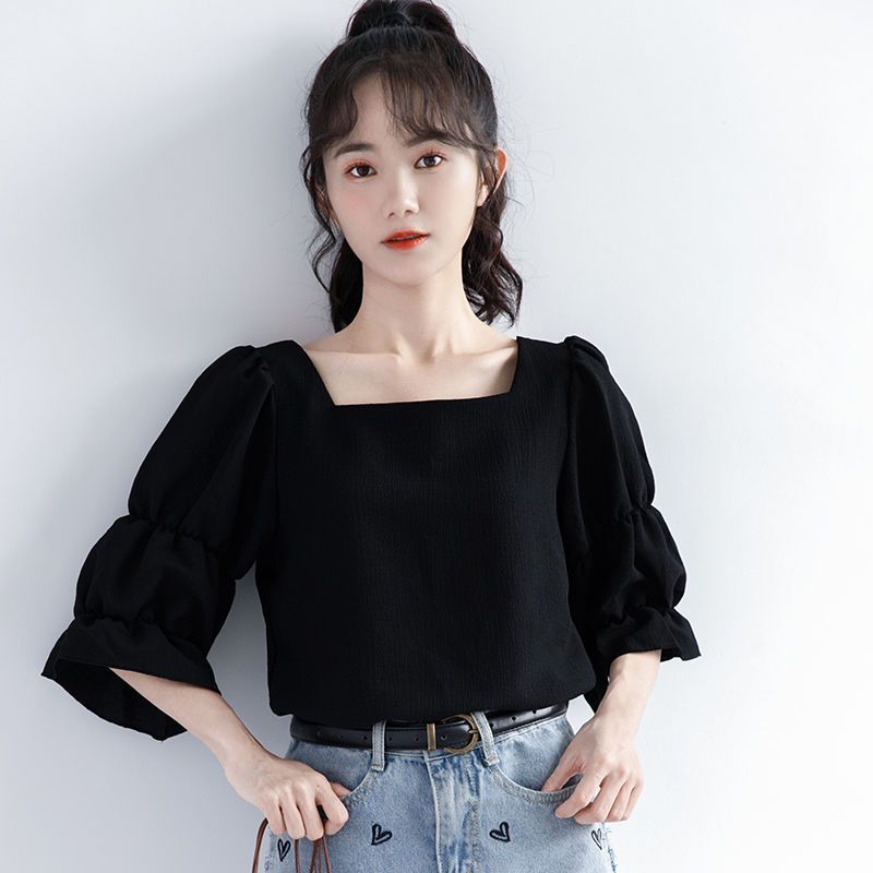 Pleated Short Sleeve Solid Kor - đánh giá và giá Street Fashion Youth