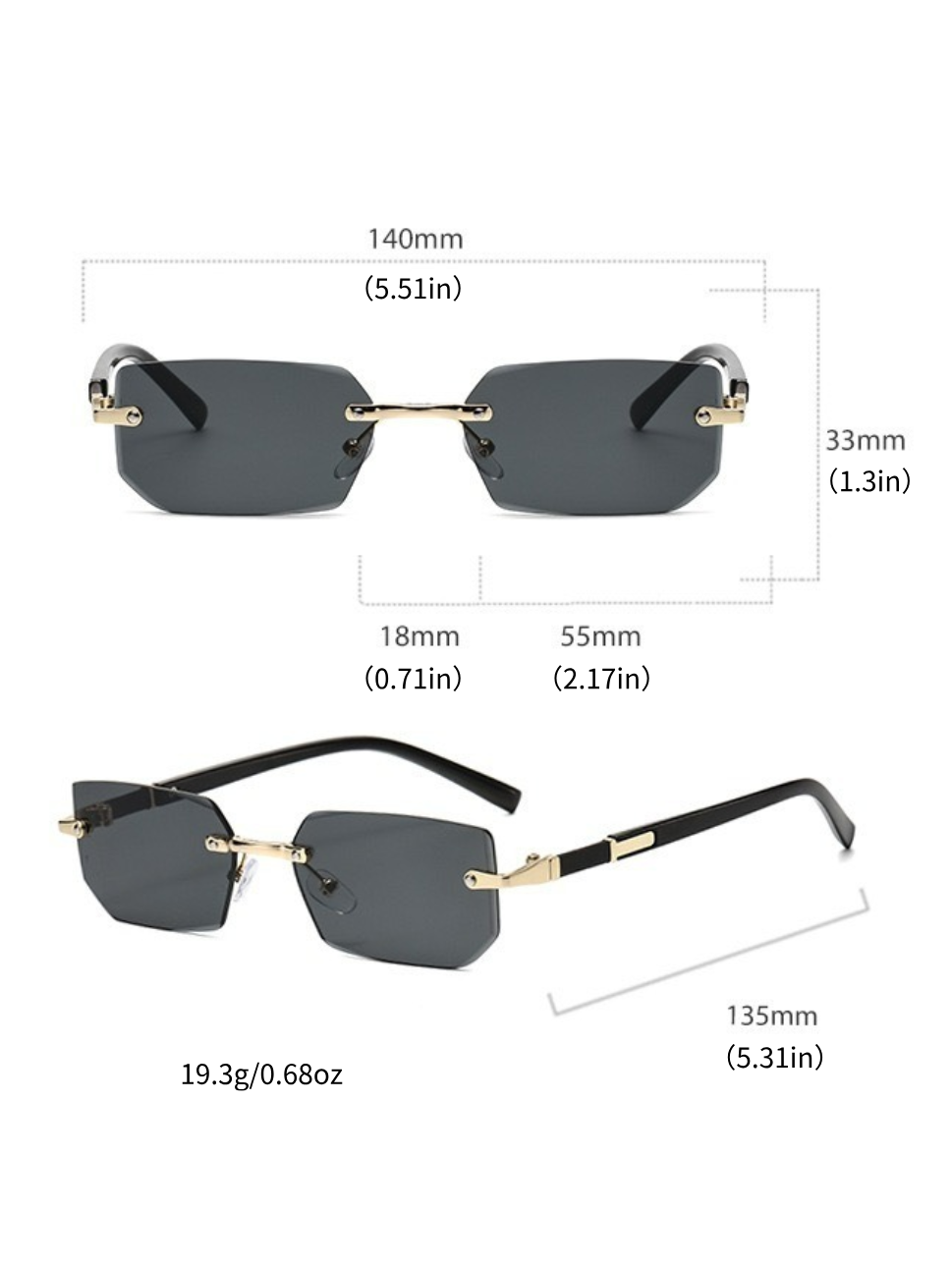 1 pair of frameless square wom - đánh giá và giá Street Fashion Glasses