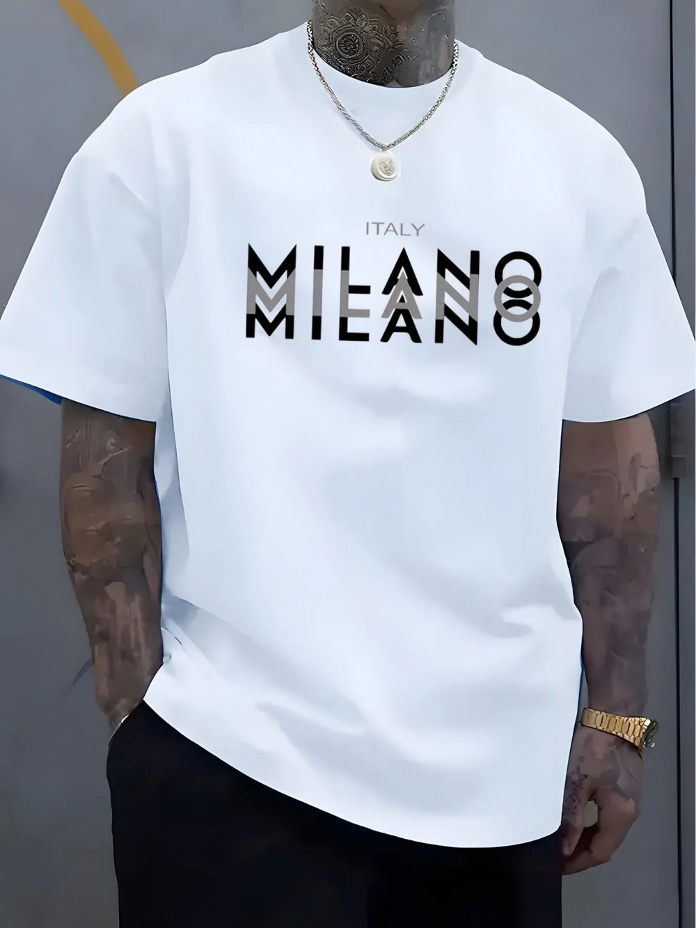 MILANO Letter-print Men Women  - đánh giá và giá Street Fashion Milano