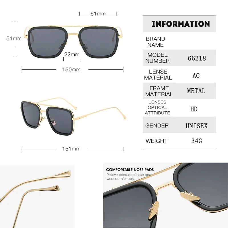 Steam Punk Tony Stark Sunglass - đánh giá và giá Street Fashion Glasses